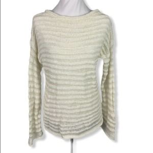 Theory White Sughero Linked Stripe Pullover Medium